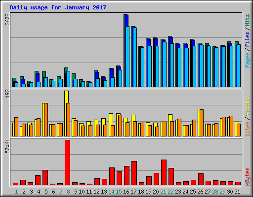 Daily usage for January 2017