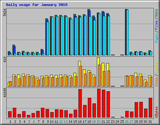 Daily usage for January 2019