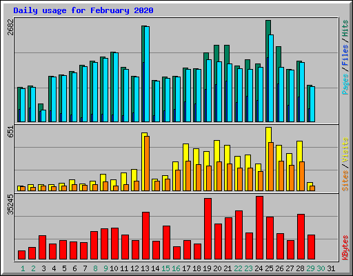 Daily usage for February 2020