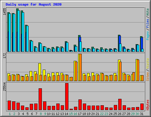 Daily usage for August 2020