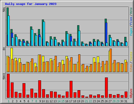 Daily usage for January 2023