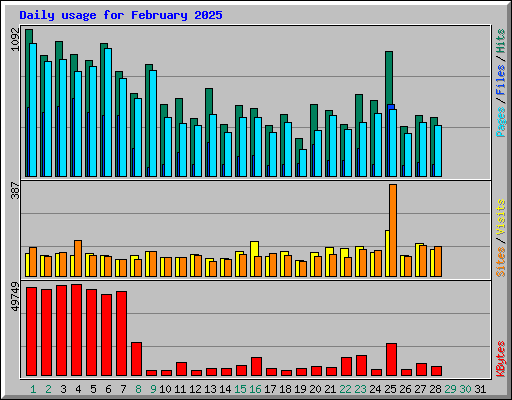 Daily usage for February 2025